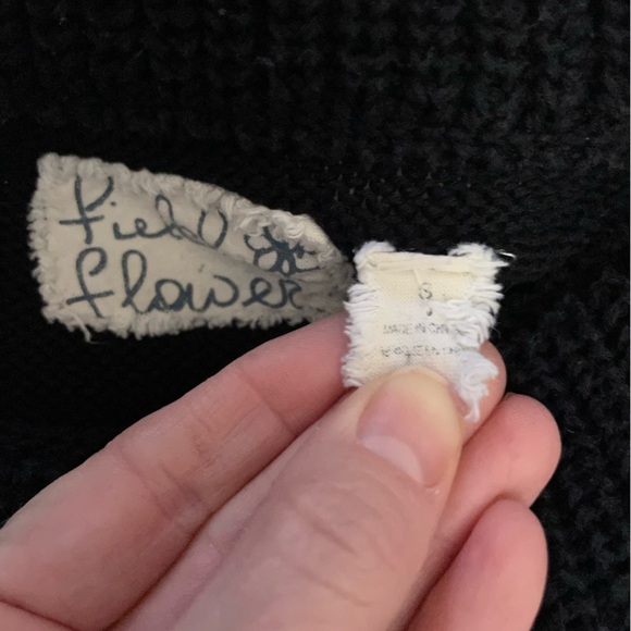 Anthropologie Field Flower Black Tunic Loose Knit Sweater Small - Picture 7 of 7